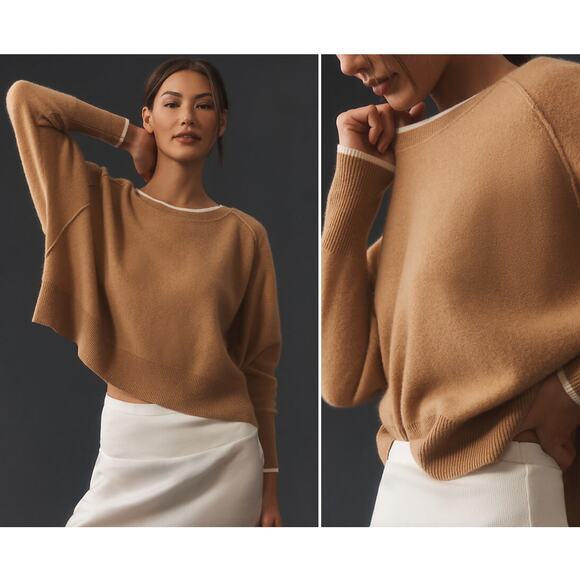 Pilcro Anthropologie size large tan cashmere sweater - Picture 1 of 5